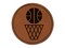 Basketball and Hoop Round Iron-On Engraved Faux Leather Patch Applique - 2.5"